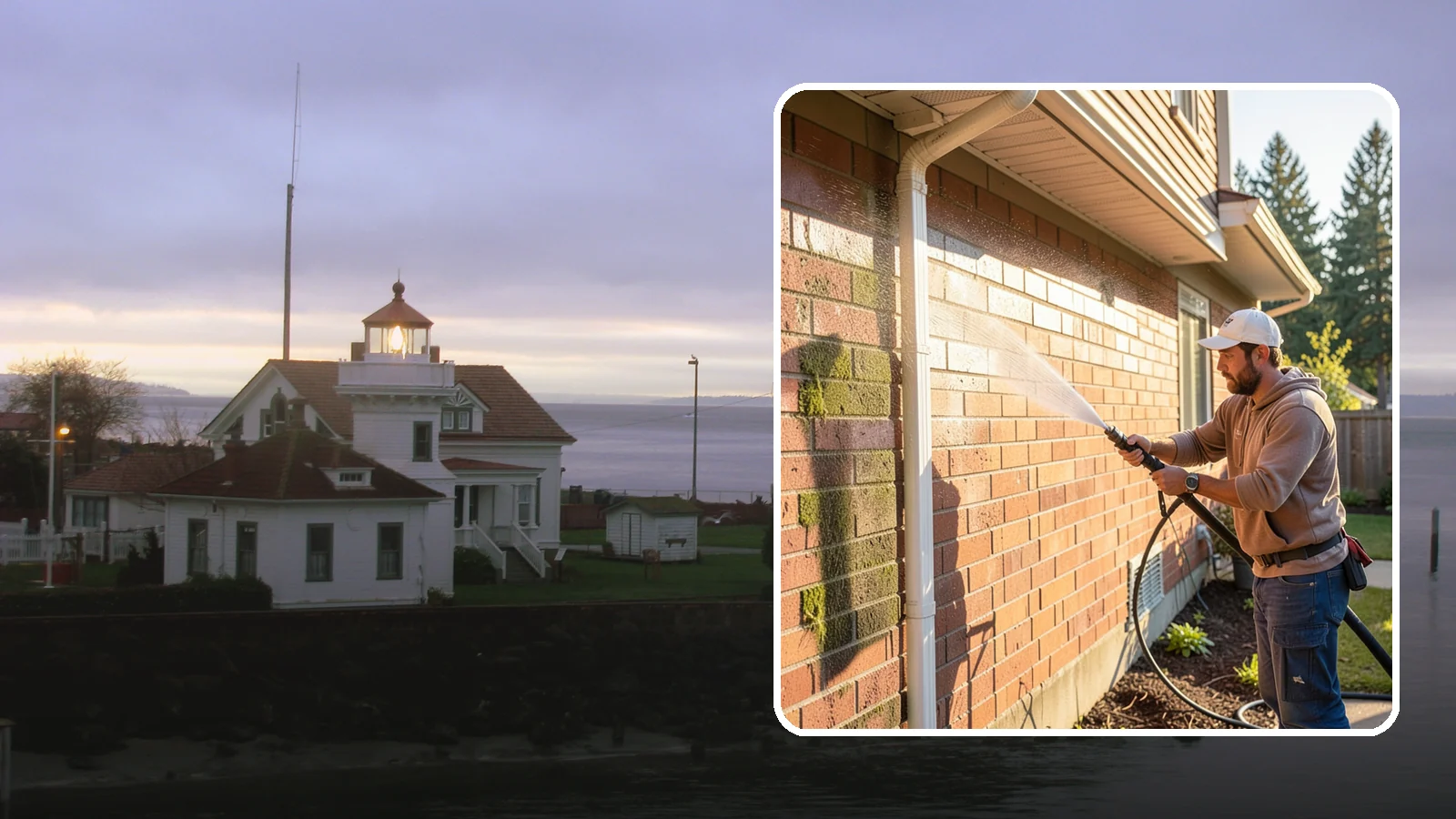 Brick Cleaning in Mukilteo, Snohomish County, WA - Gently clean brick surfaces to remove moss, algae, and grime without eroding the soft mortar joints.