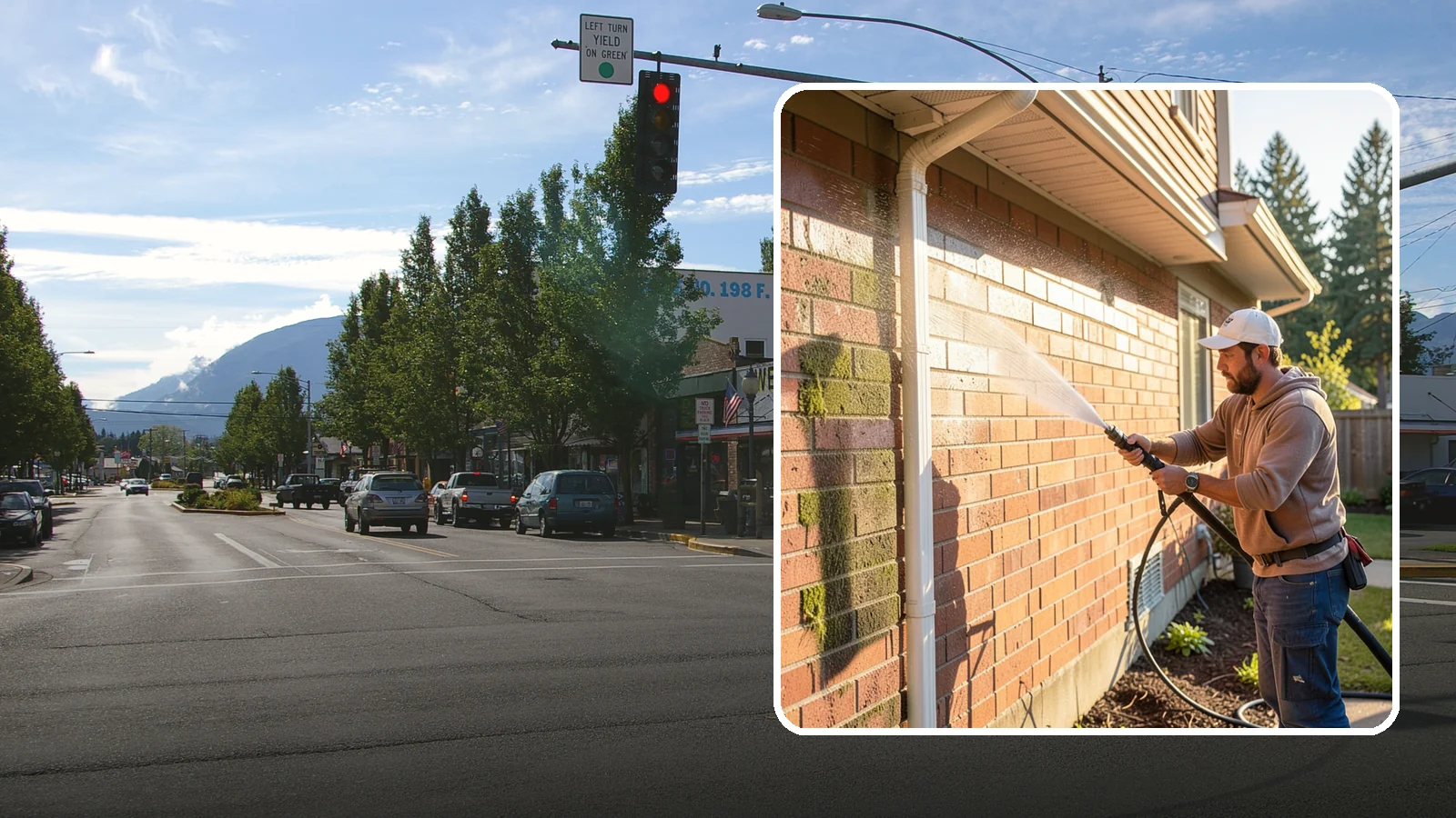 Brick Cleaning in North Bend, King County, WA - Gently clean brick surfaces to remove moss, algae, and grime without eroding the soft mortar joints.