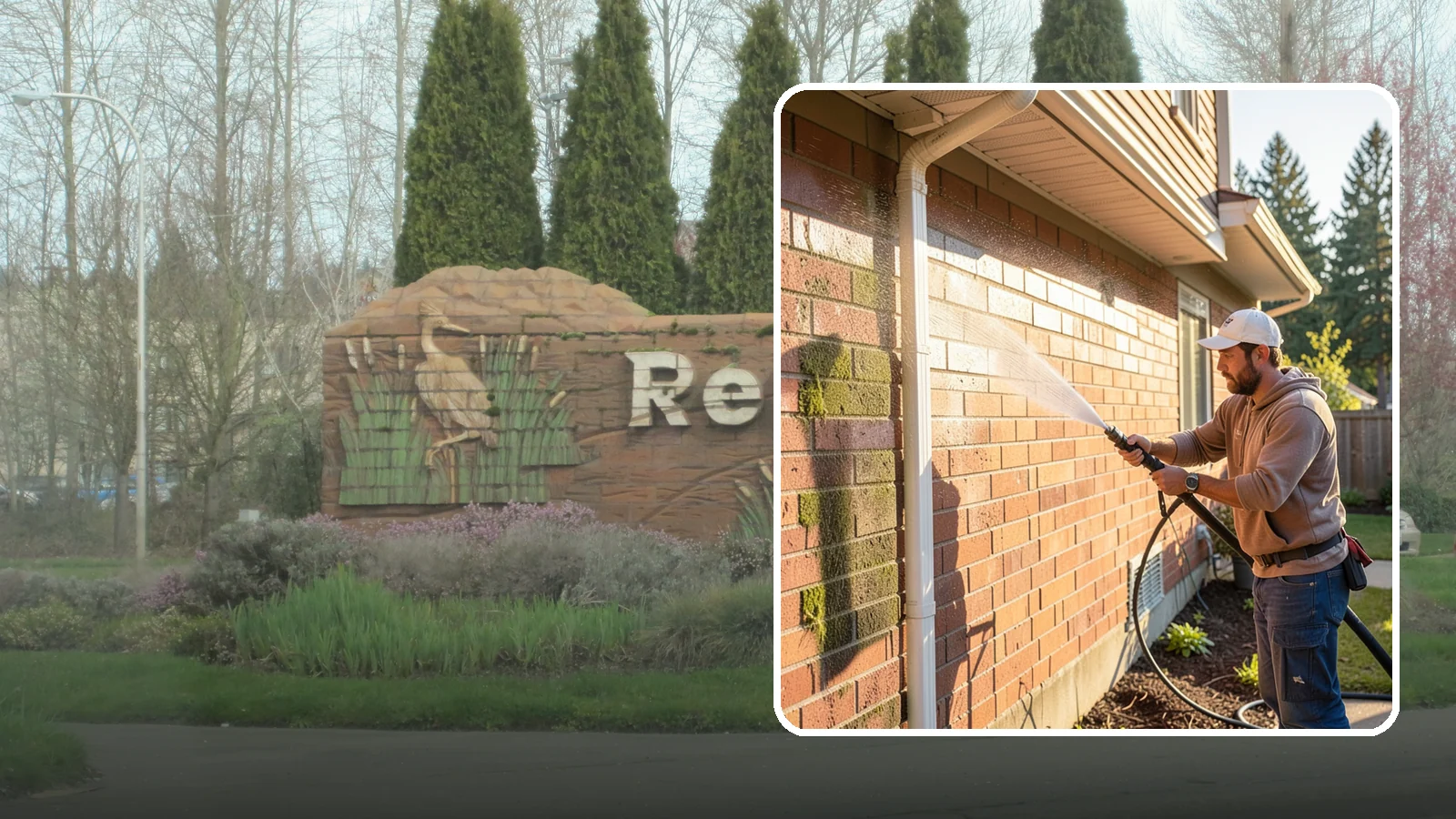 Brick Cleaning in Renton, King County, WA - Gently clean brick surfaces to remove moss, algae, and grime without eroding the soft mortar joints.