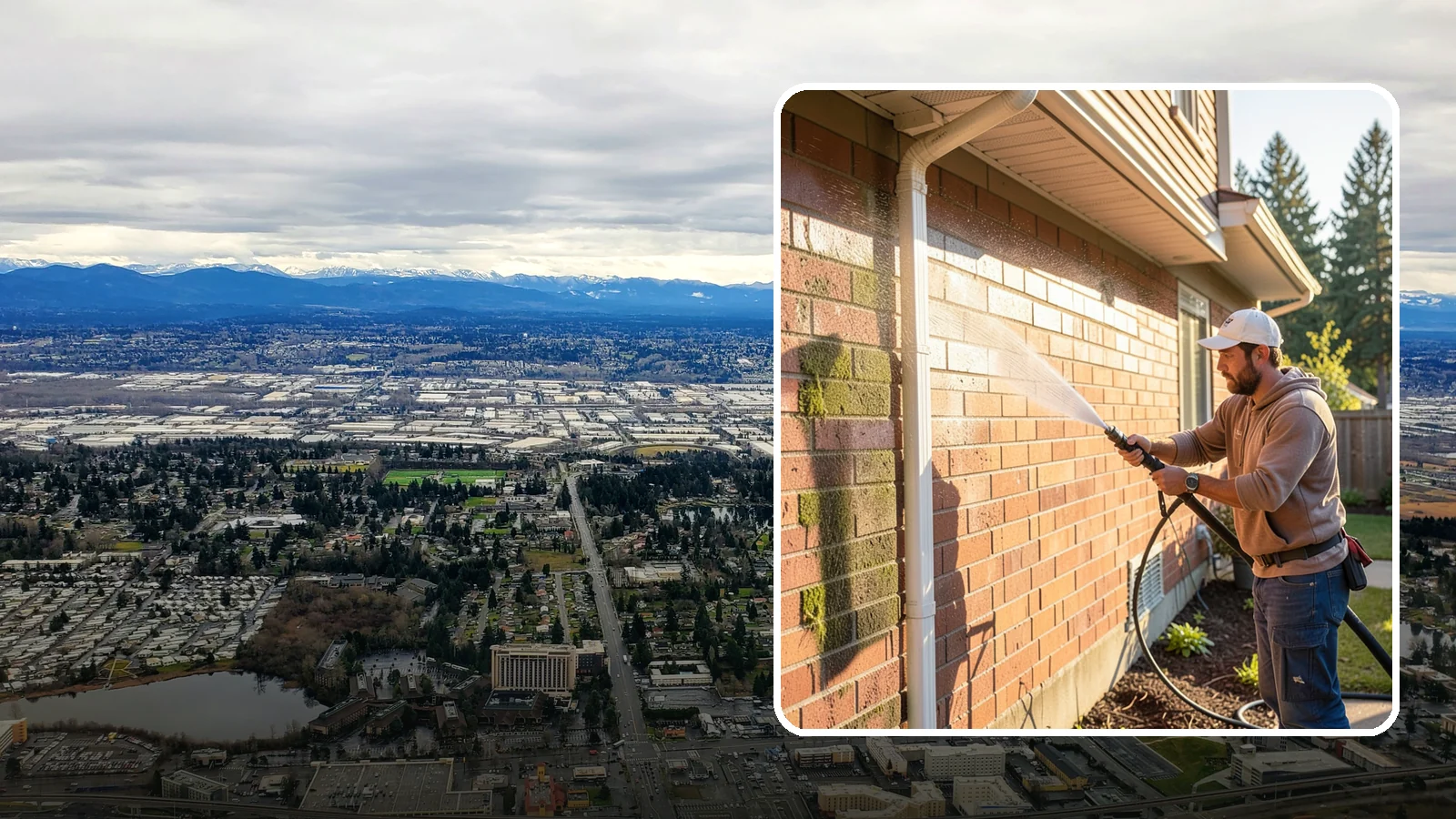 Brick Cleaning in SeaTac, King County, WA - Gently clean brick surfaces to remove moss, algae, and grime without eroding the soft mortar joints.