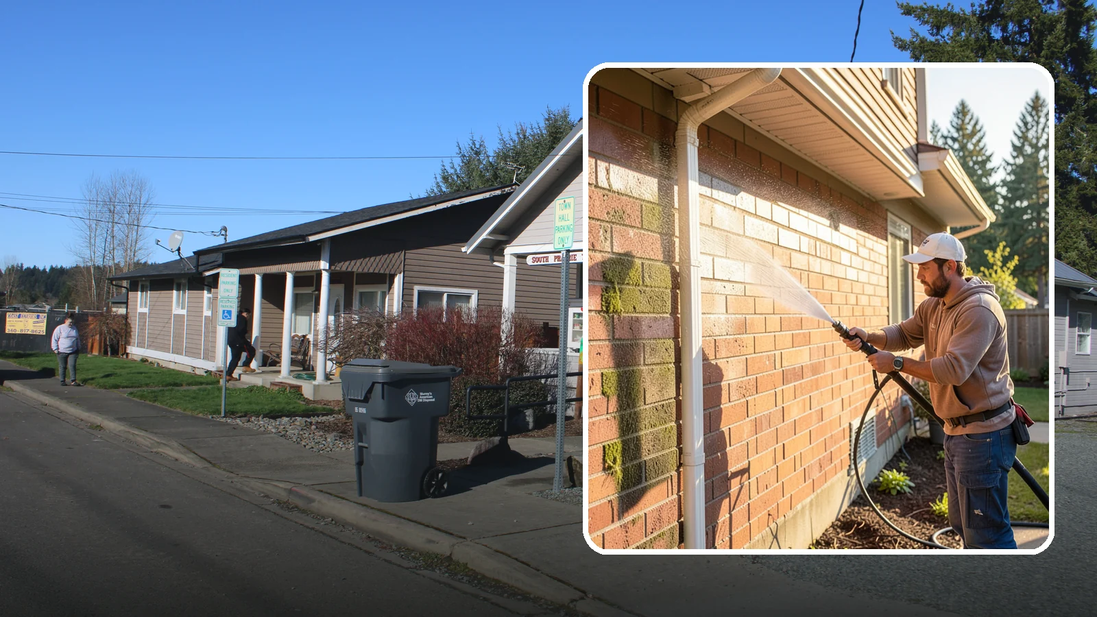 Brick Cleaning in South Prairie, Pierce County, WA - Gently clean brick surfaces to remove moss, algae, and grime without eroding the soft mortar joints.