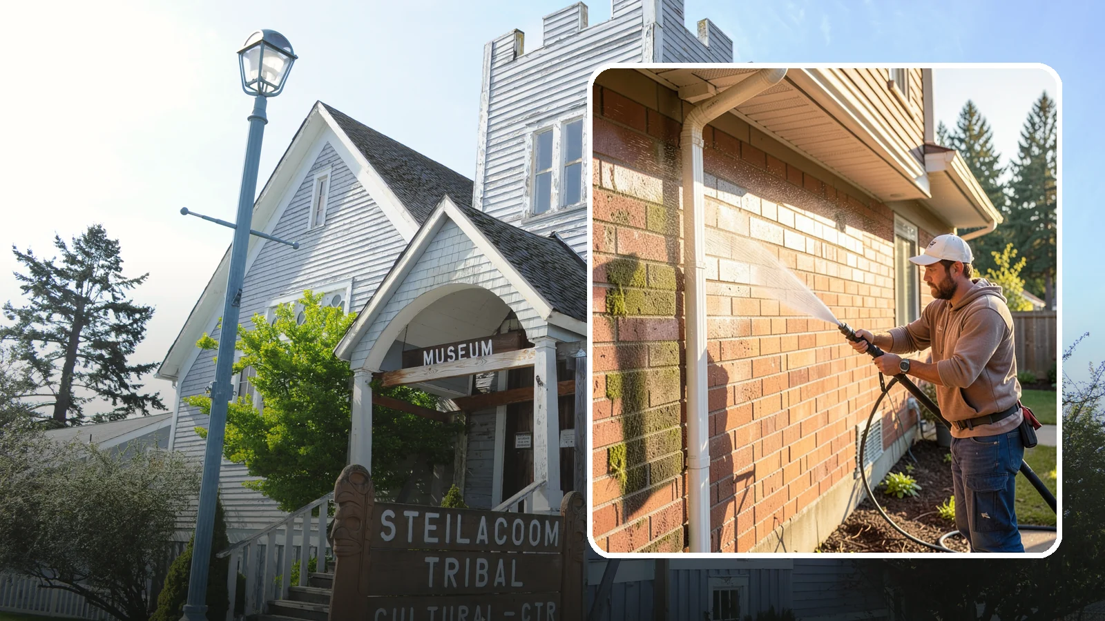 Brick Cleaning in Steilacoom, Pierce County, WA - Gently clean brick surfaces to remove moss, algae, and grime without eroding the soft mortar joints.