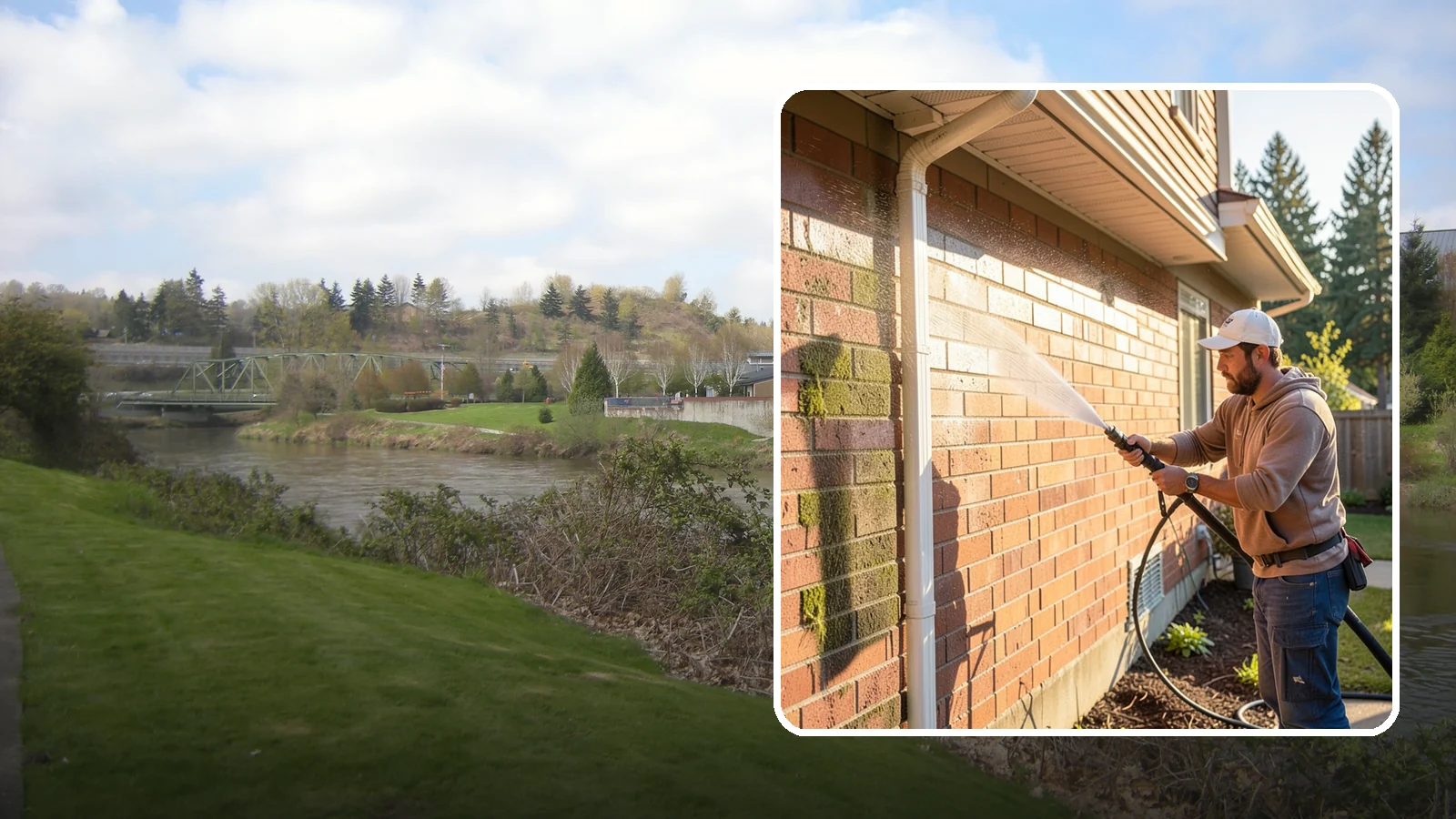 Brick Cleaning in Tukwila, King County, WA - Gently clean brick surfaces to remove moss, algae, and grime without eroding the soft mortar joints.