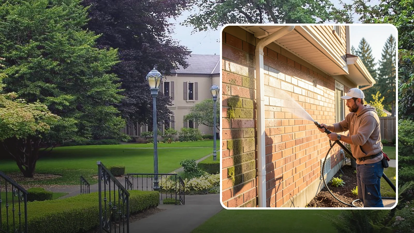 Brick Cleaning in Woodinville, King County, WA - Gently clean brick surfaces to remove moss, algae, and grime without eroding the soft mortar joints.