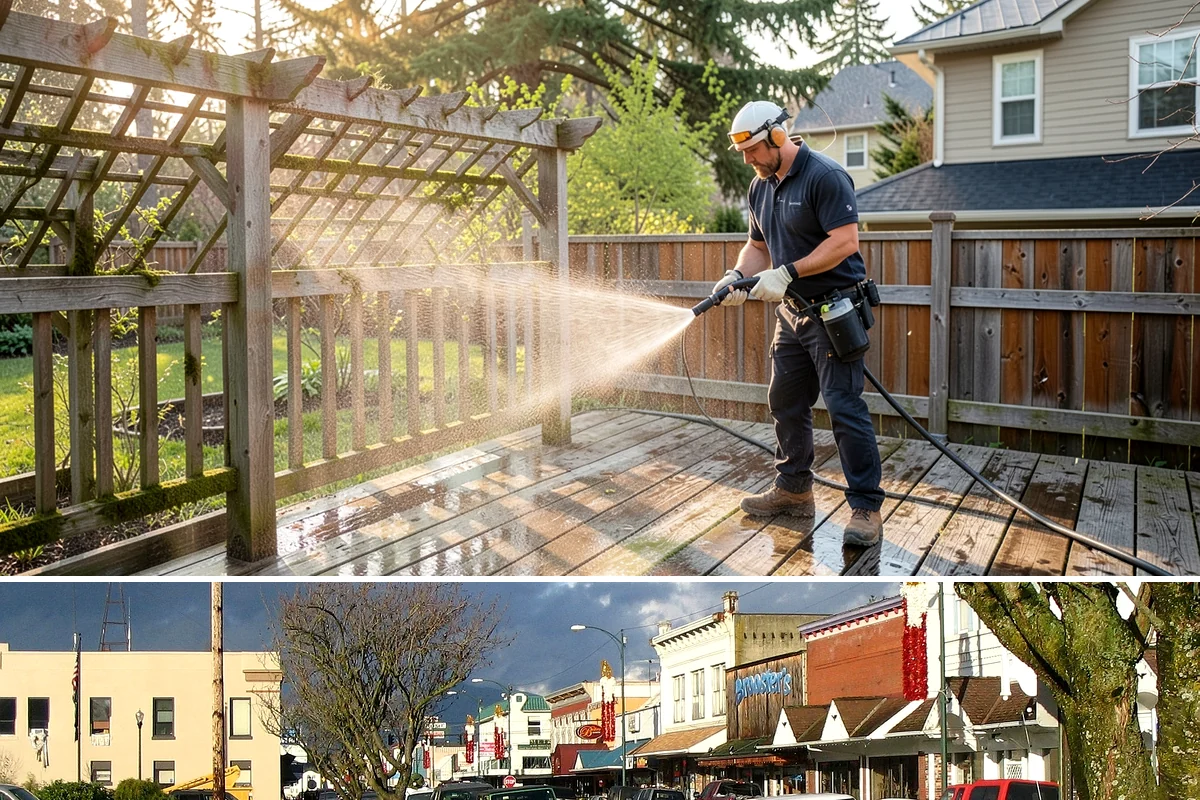 Brick House Washing in Arlington, Snohomish County, WA - Target the drier summer window so the porous brick and mortar can dry fully after the wash.