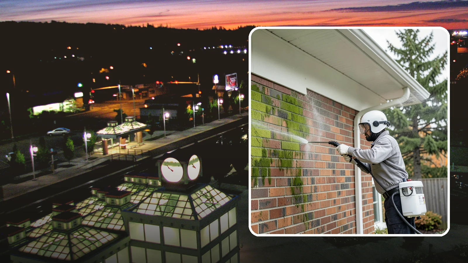 Brick House Washing in Auburn, King County, WA - Brick house washing removes the green algae, moss, and efflorescence that our damp weather draws out of masonry and mortar.