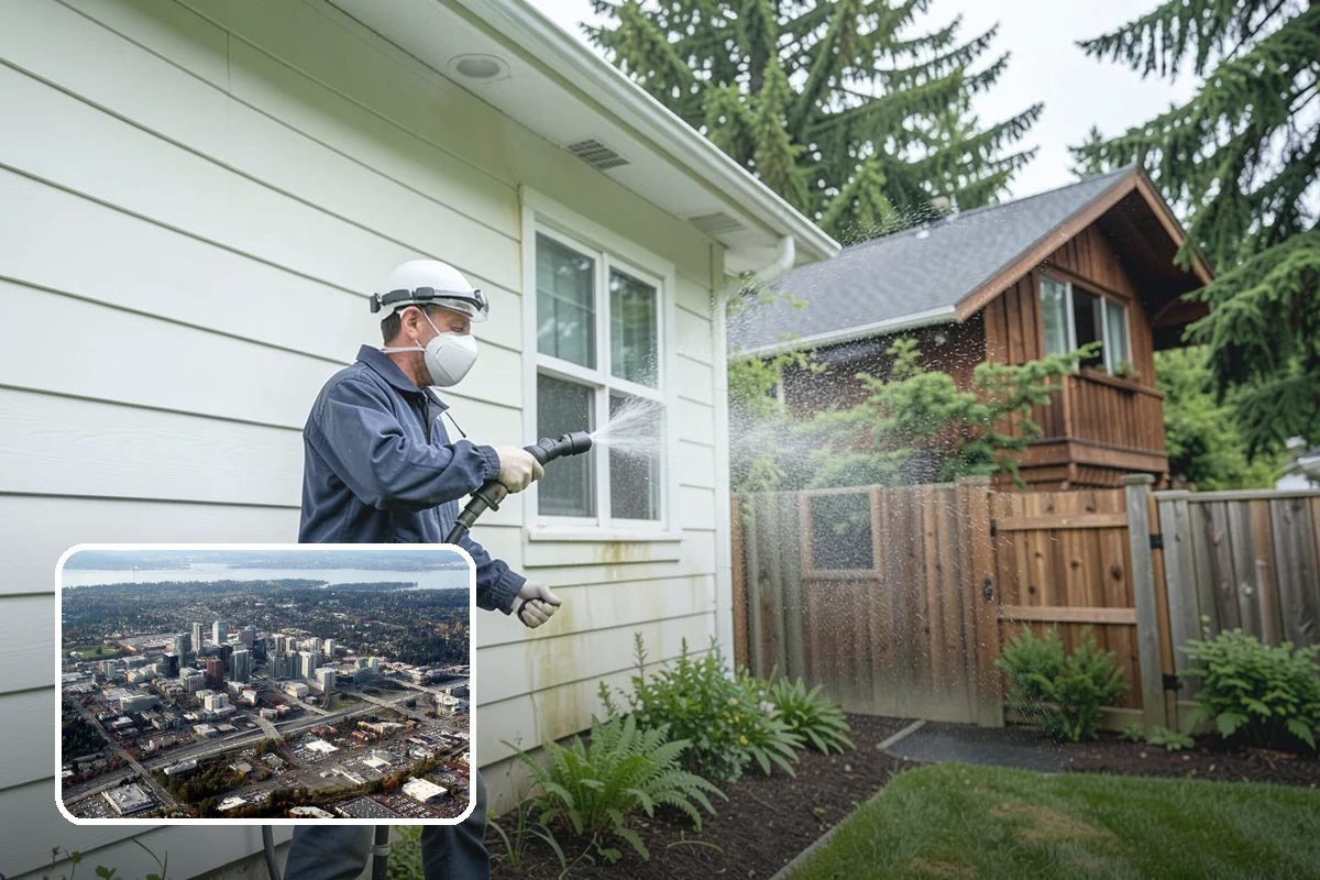 Brick House Washing in Bellevue, King County, WA - Clears algae and moss from porous brick faces