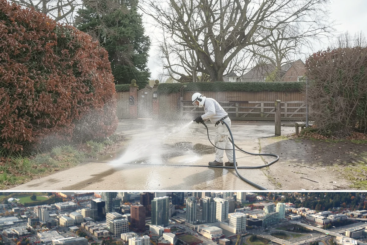 Brick House Washing in Bellevue, King County, WA - Target the drier summer window so the porous brick and mortar can dry fully after the wash.
