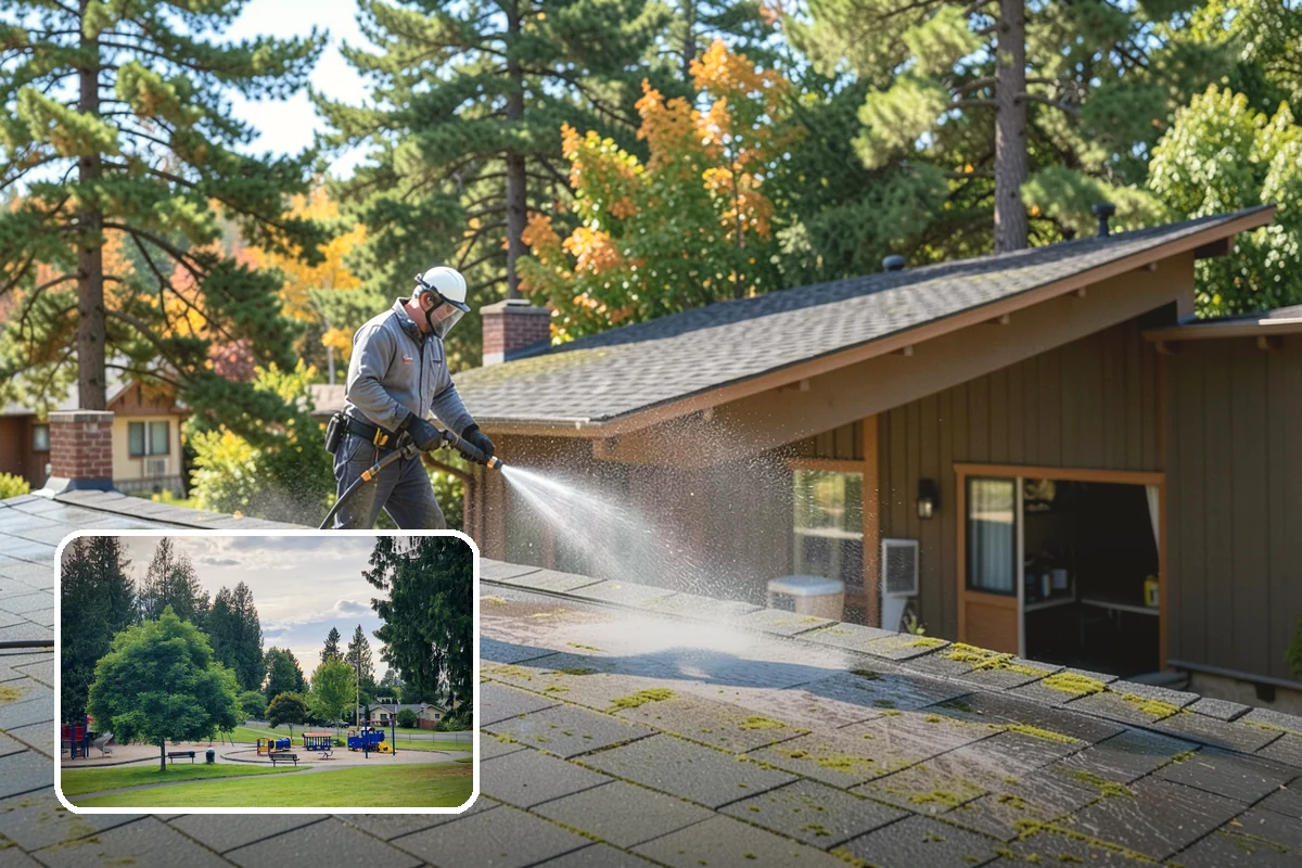 Brick House Washing in Bonney Lake, Pierce County, WA - Clears algae and moss from porous brick faces