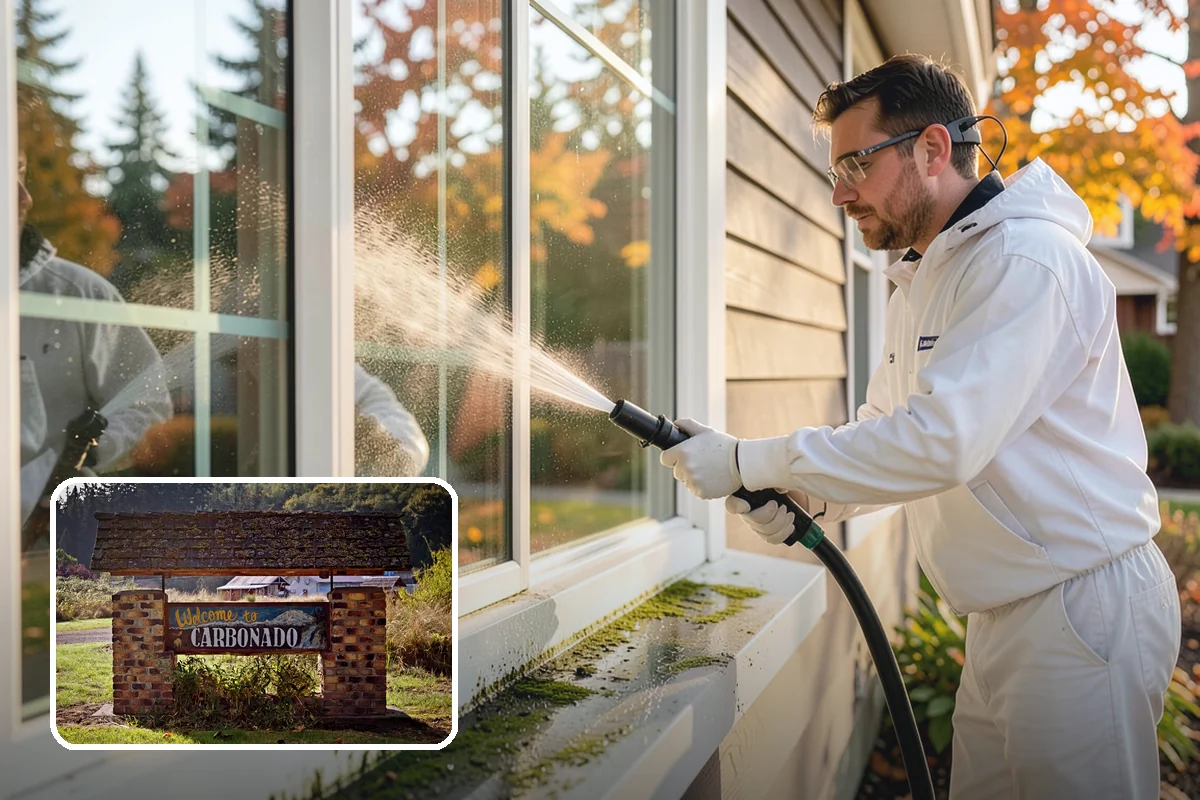 Brick House Washing in Carbonado, Pierce County, WA - Clears algae and moss from porous brick faces