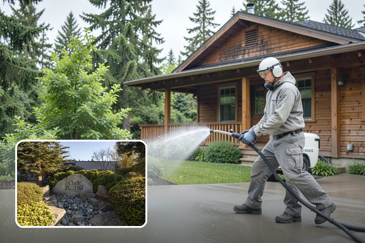 Brick House Washing in Clyde Hill, King County, WA - Clears algae and moss from porous brick faces