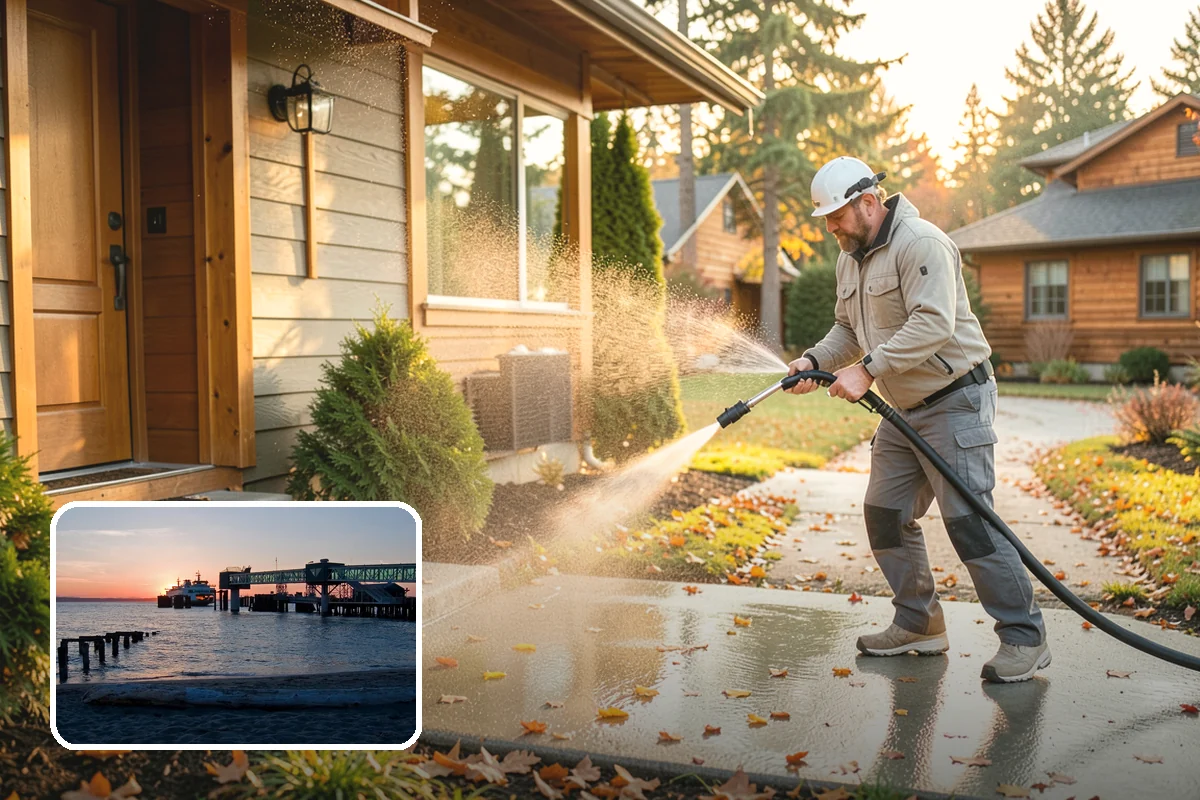 Brick House Washing in Edmonds, Snohomish County, WA - Clears algae and moss from porous brick faces