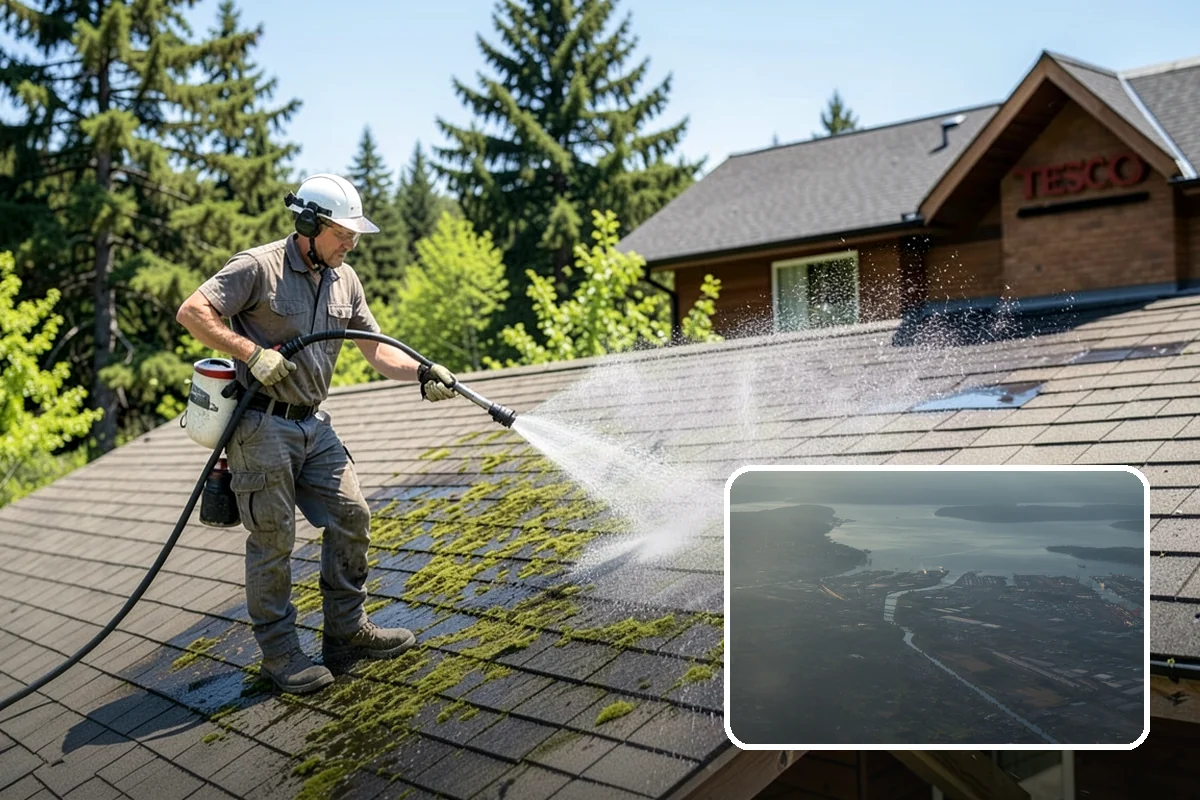 Brick House Washing in Fife, Pierce County, WA - Clears algae and moss from porous brick faces