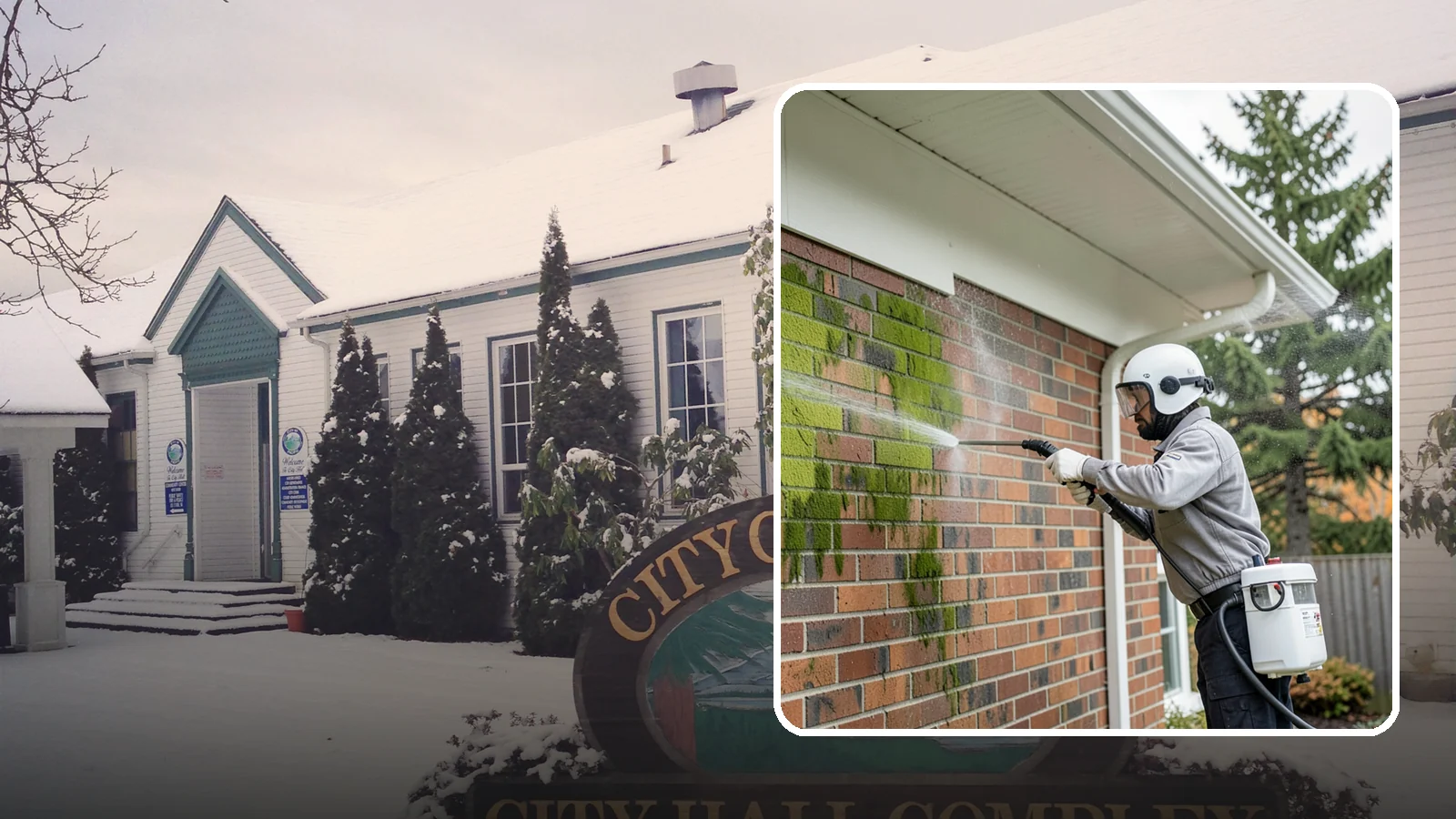 Brick House Washing in Pacific, King County, WA - Brick house washing removes the green algae, moss, and efflorescence that our damp weather draws out of masonry and mortar.