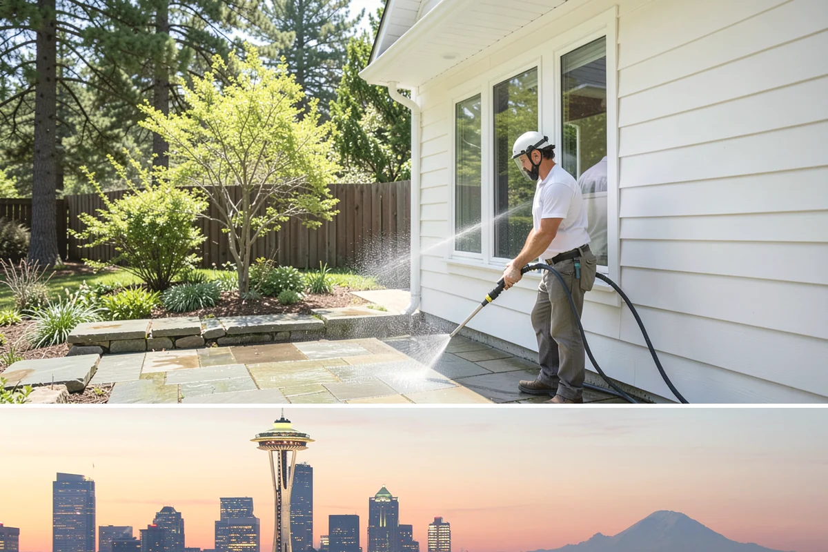 Brick House Washing in Seattle, King County, WA - Target the drier summer window so the porous brick and mortar can dry fully after the wash.