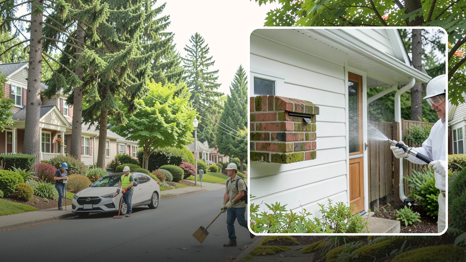 Brick Mailbox Cleaning in Beaux Arts Village, King County, WA - We clean brick mailbox structures to remove the algae, moss, and road film that dull this curbside feature.