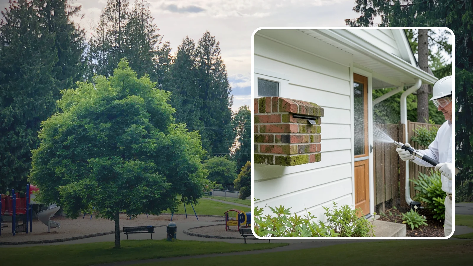 Brick Mailbox Cleaning in Bonney Lake, Pierce County, WA - We clean brick mailbox structures to remove the algae, moss, and road film that dull this curbside feature.