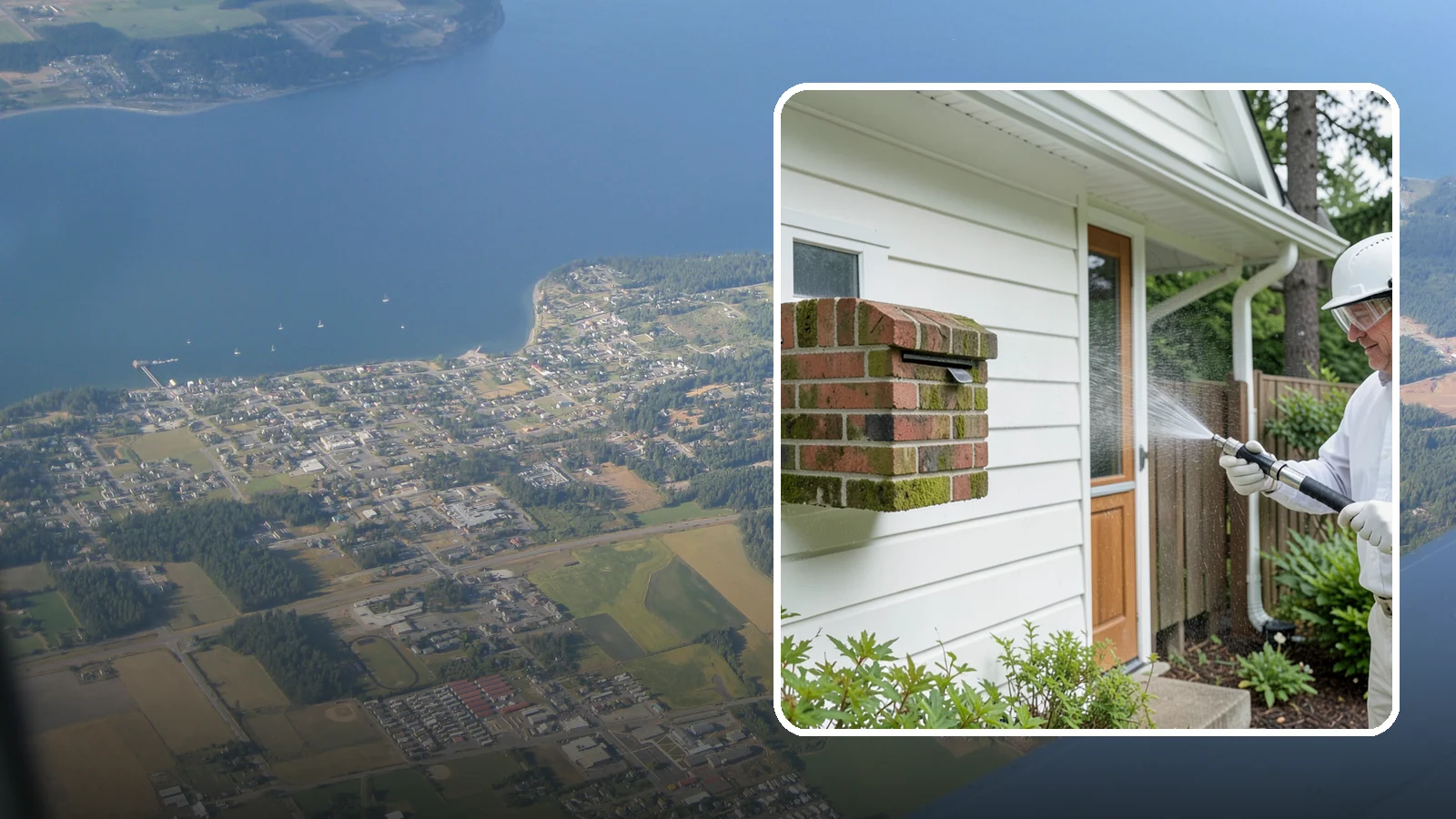 Brick Mailbox Cleaning in Coupeville, Island County, WA - We clean brick mailbox structures to remove the algae, moss, and road film that dull this curbside feature.