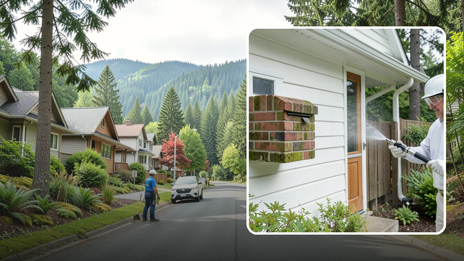 Brick Mailbox Cleaning in Darrington, Snohomish County, WA - We clean brick mailbox structures to remove the algae, moss, and road film that dull this curbside feature.
