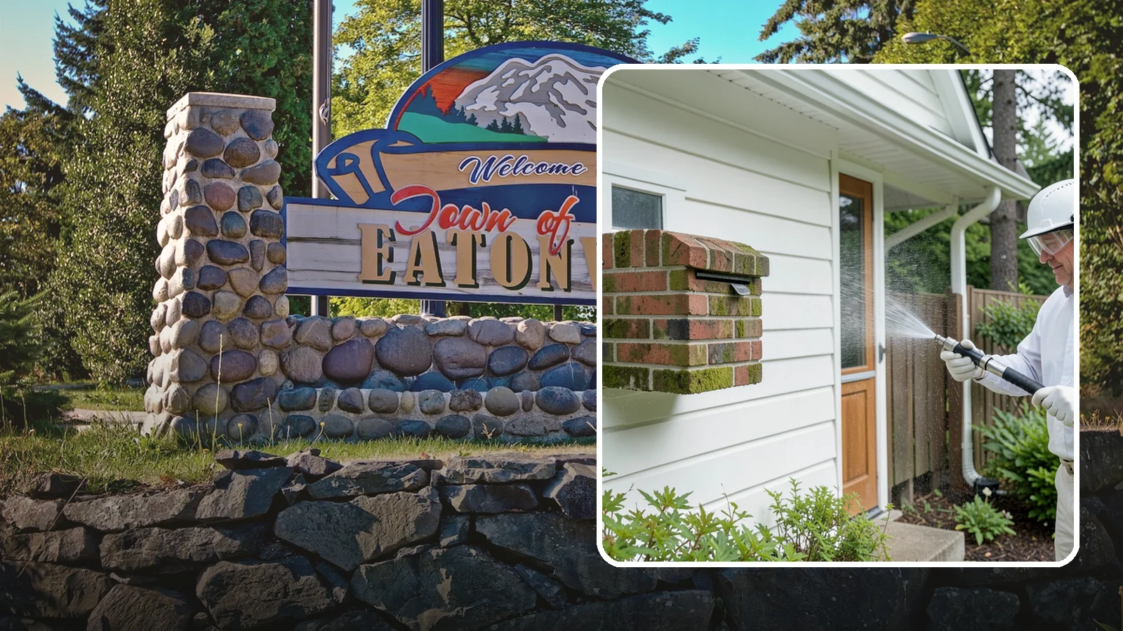 Brick Mailbox Cleaning in Eatonville, Pierce County, WA - We clean brick mailbox structures to remove the algae, moss, and road film that dull this curbside feature.