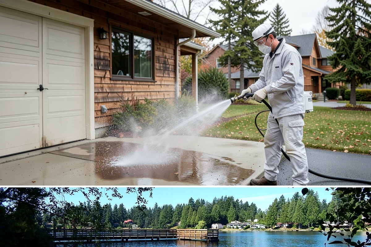 Brick Mailbox Cleaning in Federal Way, King County, WA - Spring is a good time to clear winter moss and road grime from the mailbox before the sunnier months.
