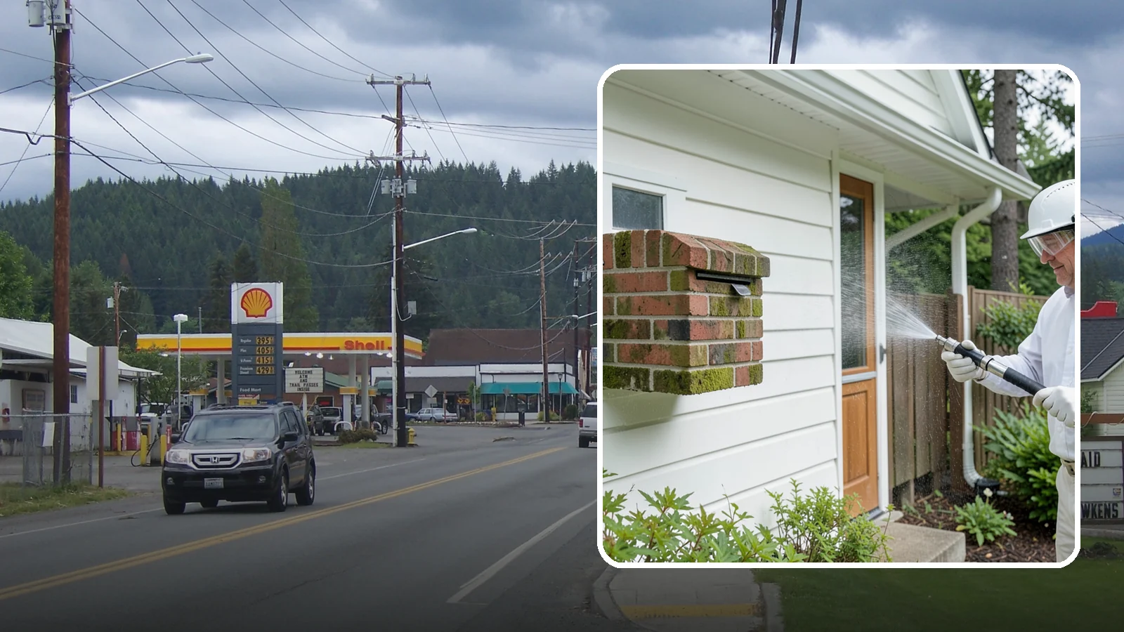 Brick Mailbox Cleaning in Granite Falls, Snohomish County, WA - We clean brick mailbox structures to remove the algae, moss, and road film that dull this curbside feature.
