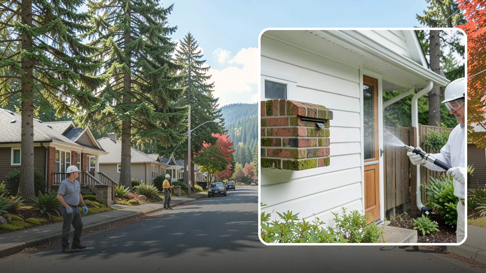 Brick Mailbox Cleaning in Hunts Point, King County, WA - We clean brick mailbox structures to remove the algae, moss, and road film that dull this curbside feature.