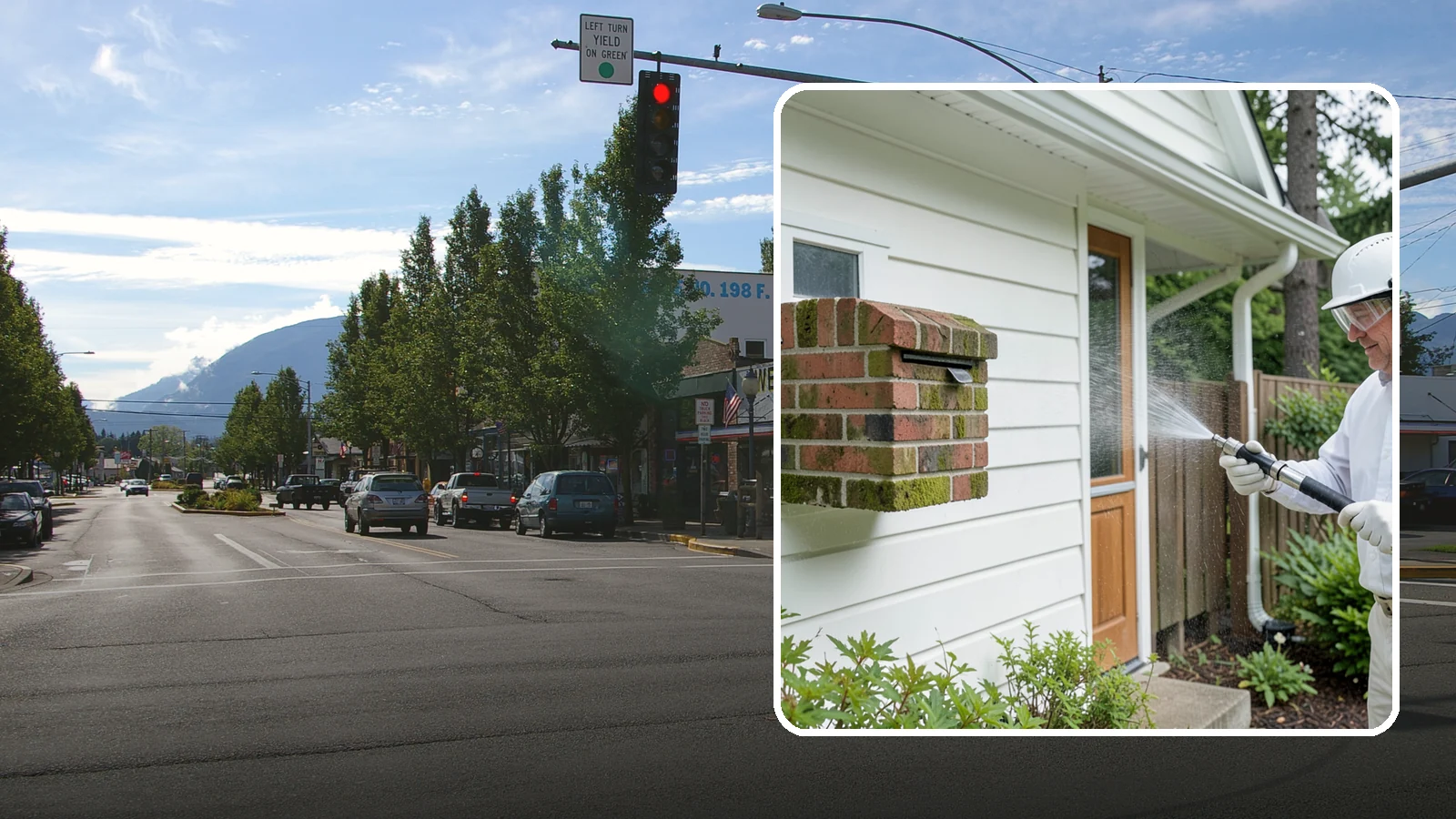 Brick Mailbox Cleaning in North Bend, King County, WA - We clean brick mailbox structures to remove the algae, moss, and road film that dull this curbside feature.