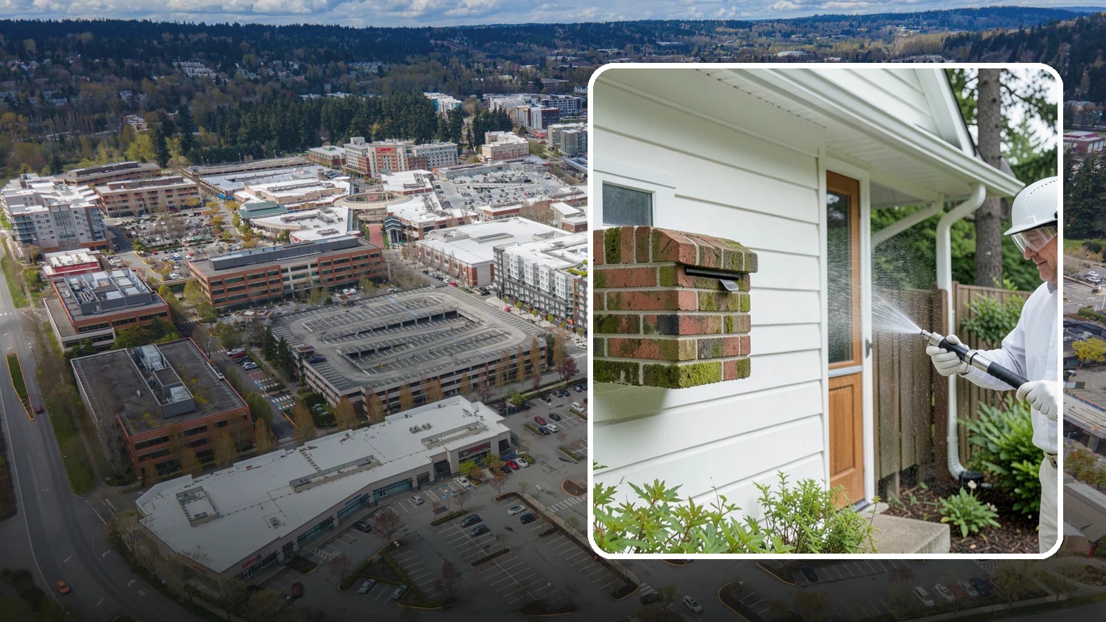 Brick Mailbox Cleaning in Redmond, King County, WA - We clean brick mailbox structures to remove the algae, moss, and road film that dull this curbside feature.