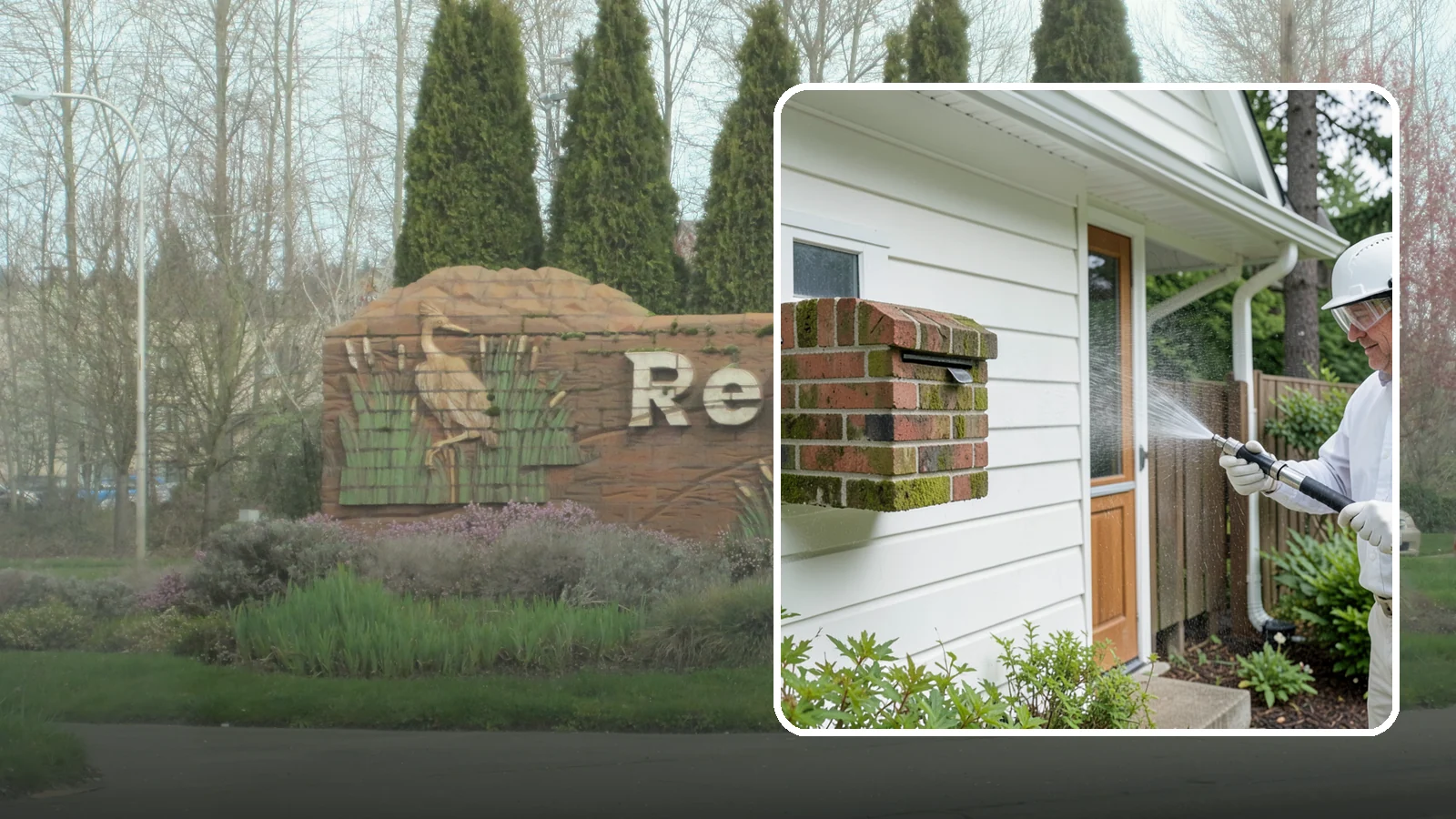 Brick Mailbox Cleaning in Renton, King County, WA - We clean brick mailbox structures to remove the algae, moss, and road film that dull this curbside feature.