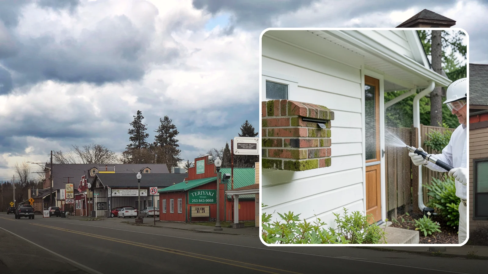 Brick Mailbox Cleaning in Roy, Pierce County, WA - We clean brick mailbox structures to remove the algae, moss, and road film that dull this curbside feature.