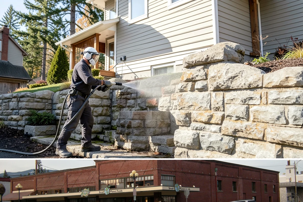 Brick Mailbox Cleaning in Sedro-Woolley, Skagit County, WA - Spring is a good time to clear winter moss and road grime from the mailbox before the sunnier months.