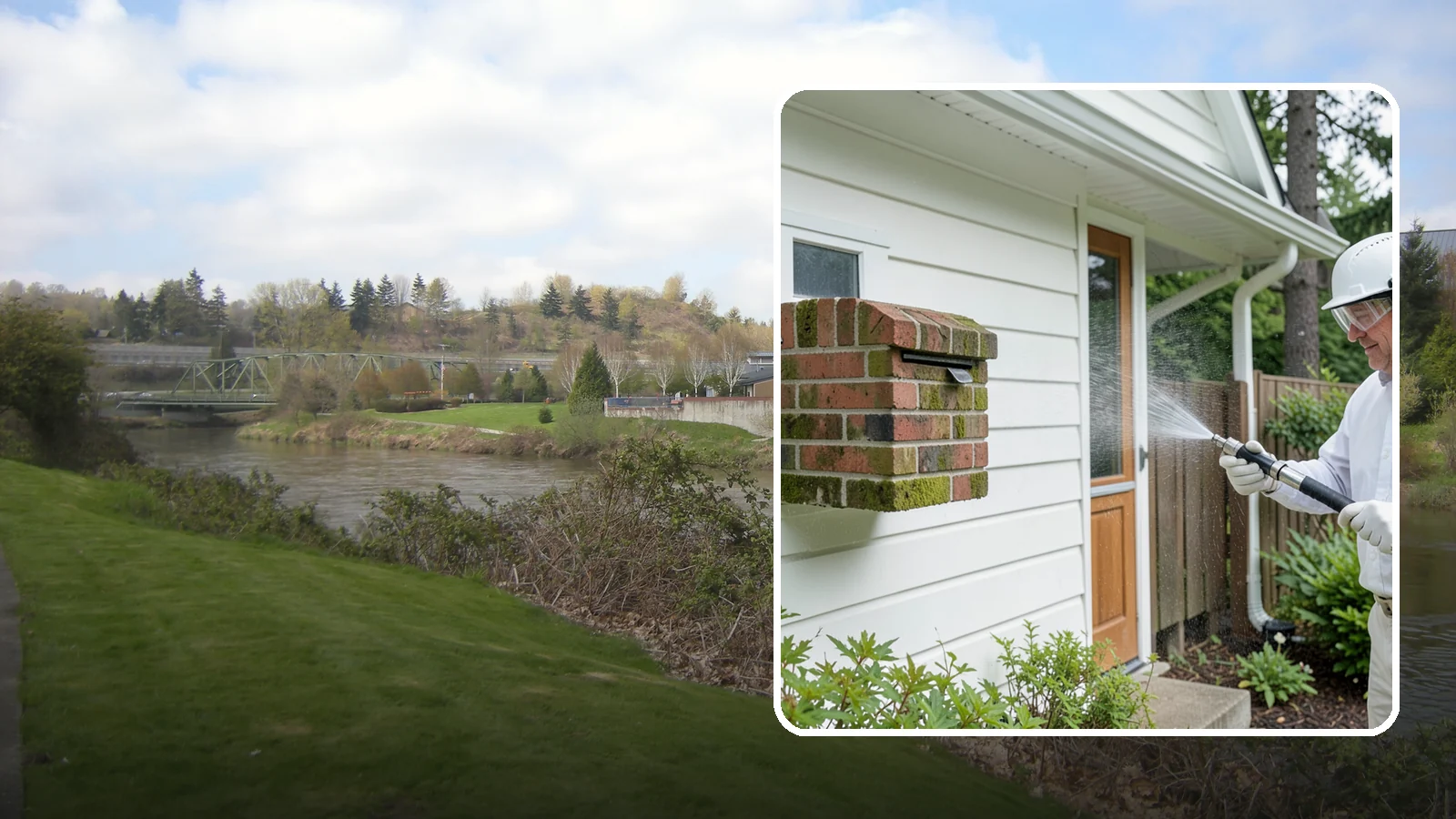 Brick Mailbox Cleaning in Tukwila, King County, WA - We clean brick mailbox structures to remove the algae, moss, and road film that dull this curbside feature.