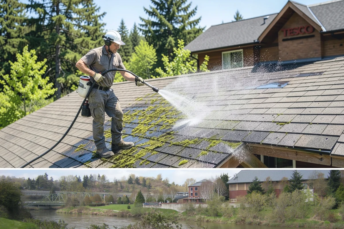 Brick Mailbox Cleaning in Tukwila, King County, WA - Spring is a good time to clear winter moss and road grime from the mailbox before the sunnier months.
