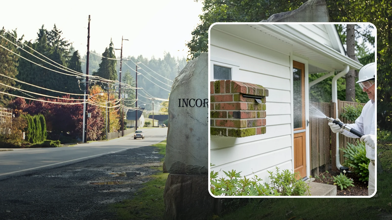Brick Mailbox Cleaning in Wilkeson, Pierce County, WA - We clean brick mailbox structures to remove the algae, moss, and road film that dull this curbside feature.