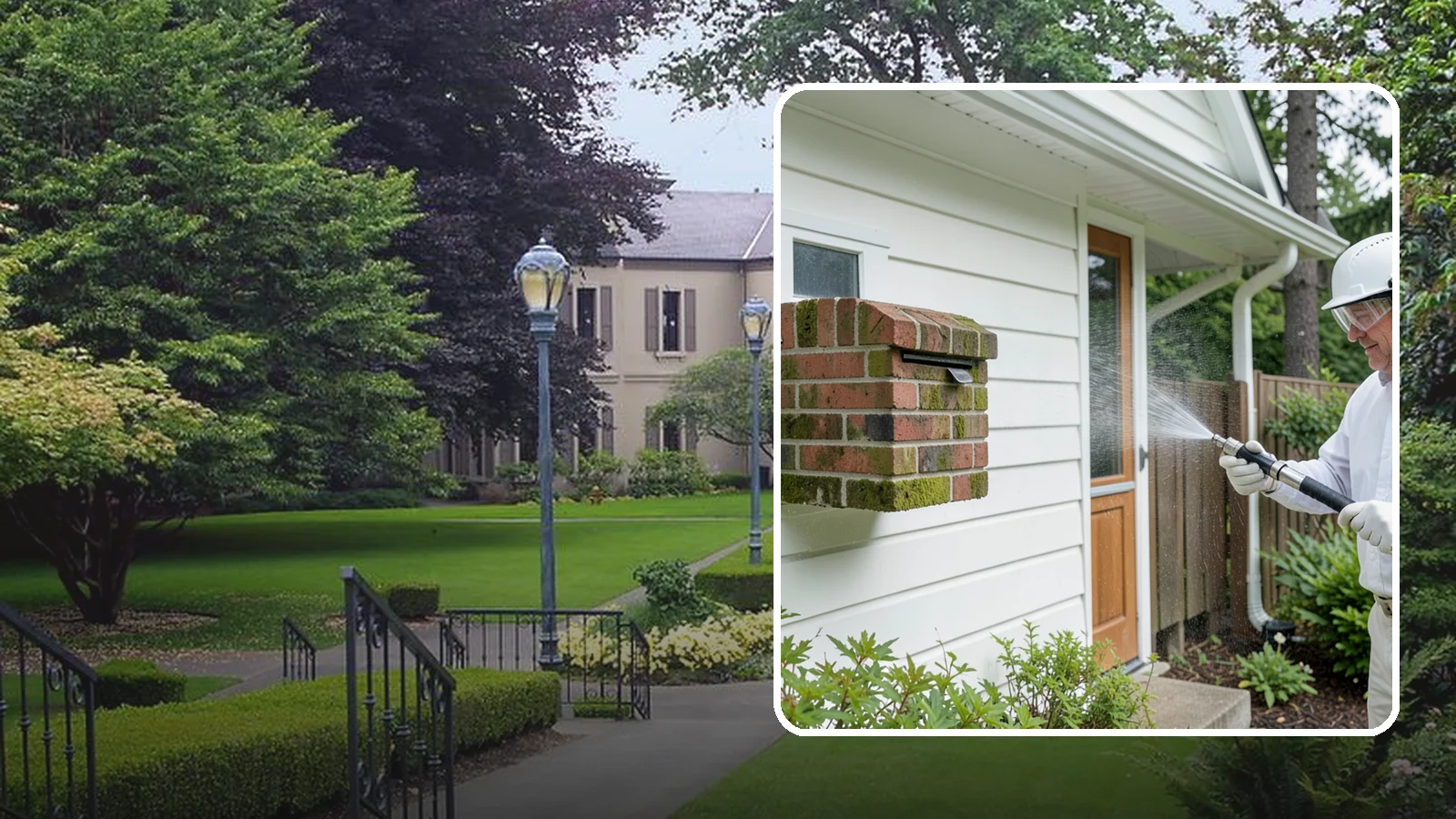 Brick Mailbox Cleaning in Woodinville, King County, WA - We clean brick mailbox structures to remove the algae, moss, and road film that dull this curbside feature.