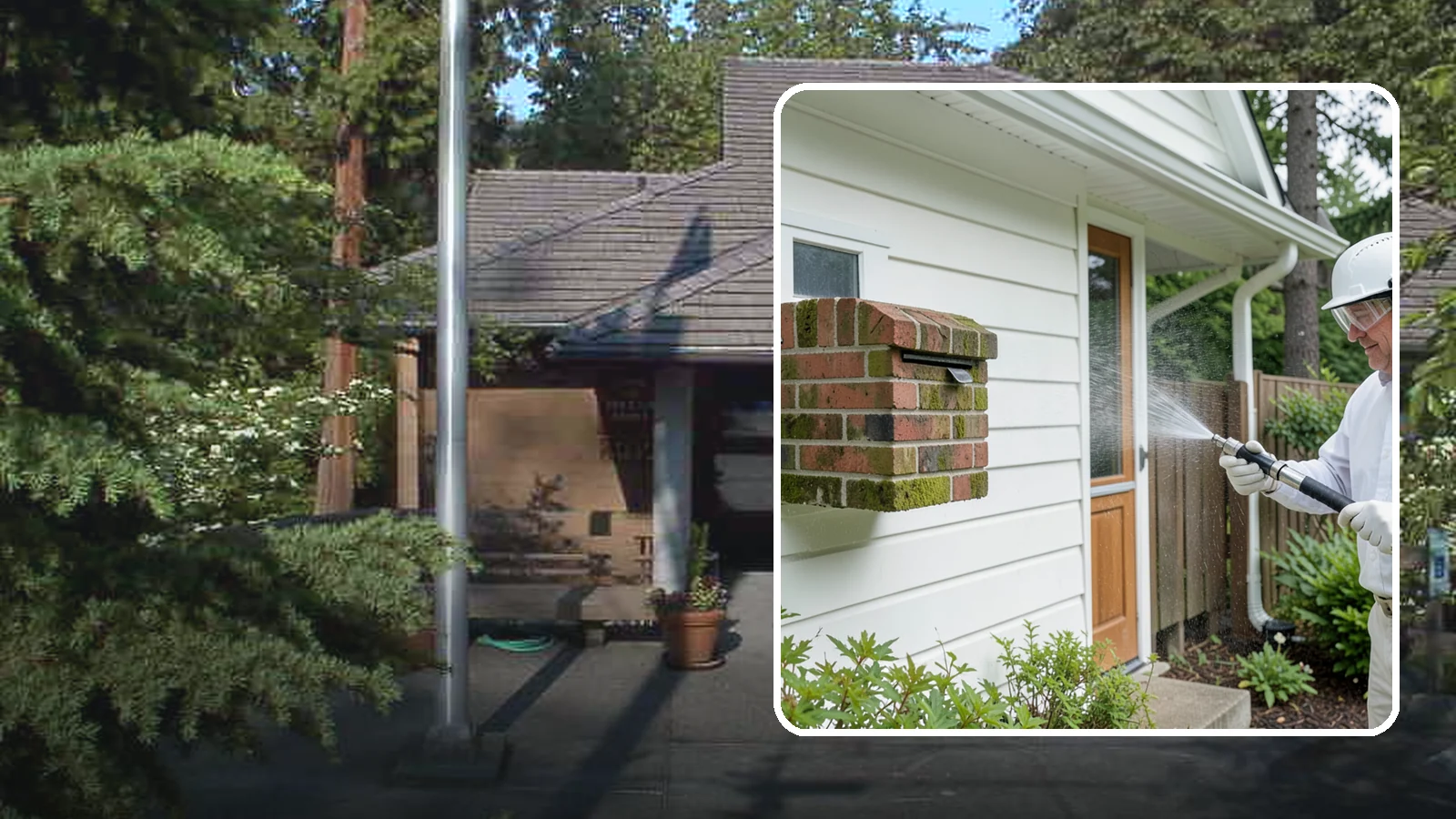 Brick Mailbox Cleaning in Yarrow Point, King County, WA - We clean brick mailbox structures to remove the algae, moss, and road film that dull this curbside feature.