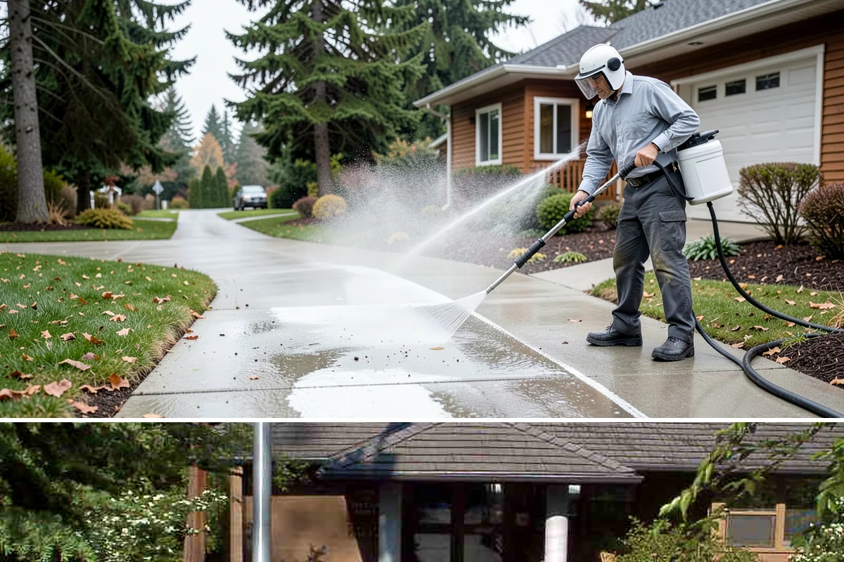 Brick Mailbox Cleaning in Yarrow Point, King County, WA - Spring is a good time to clear winter moss and road grime from the mailbox before the sunnier months.