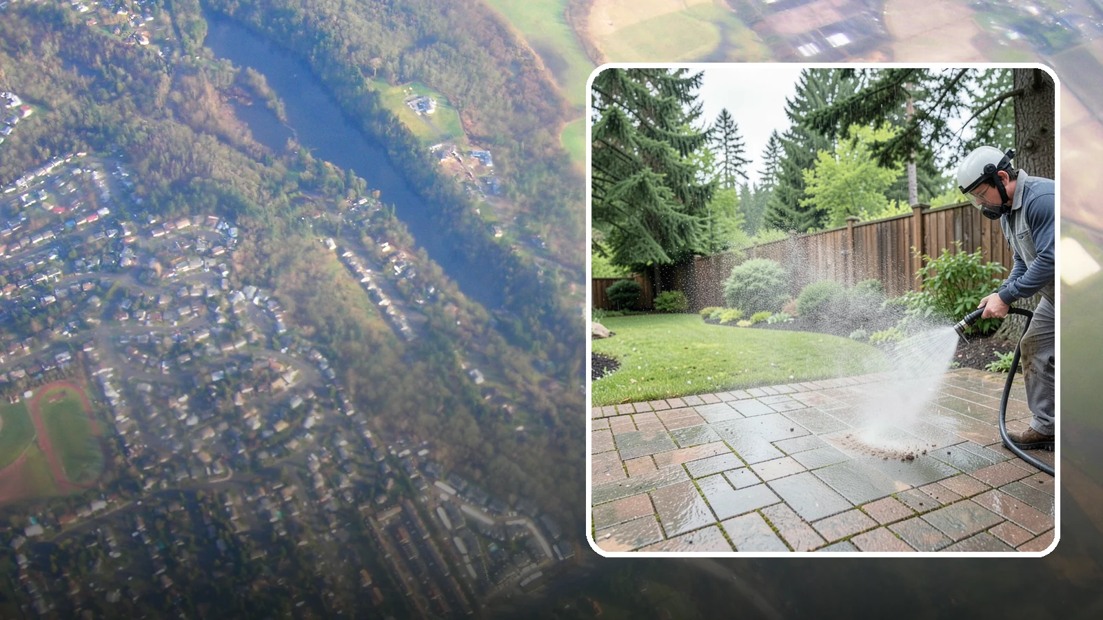 Brick Patio Cleaning in Algona, King County, WA - Clean brick patios so moss lifts from the joints without blowing out sand or mortar.