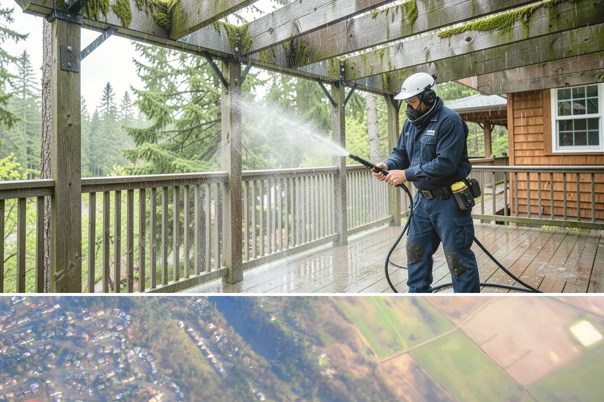 Brick Patio Cleaning in Algona, King County, WA - Clean brick patios in summer so joints can dry before fall re-sanding sets in.