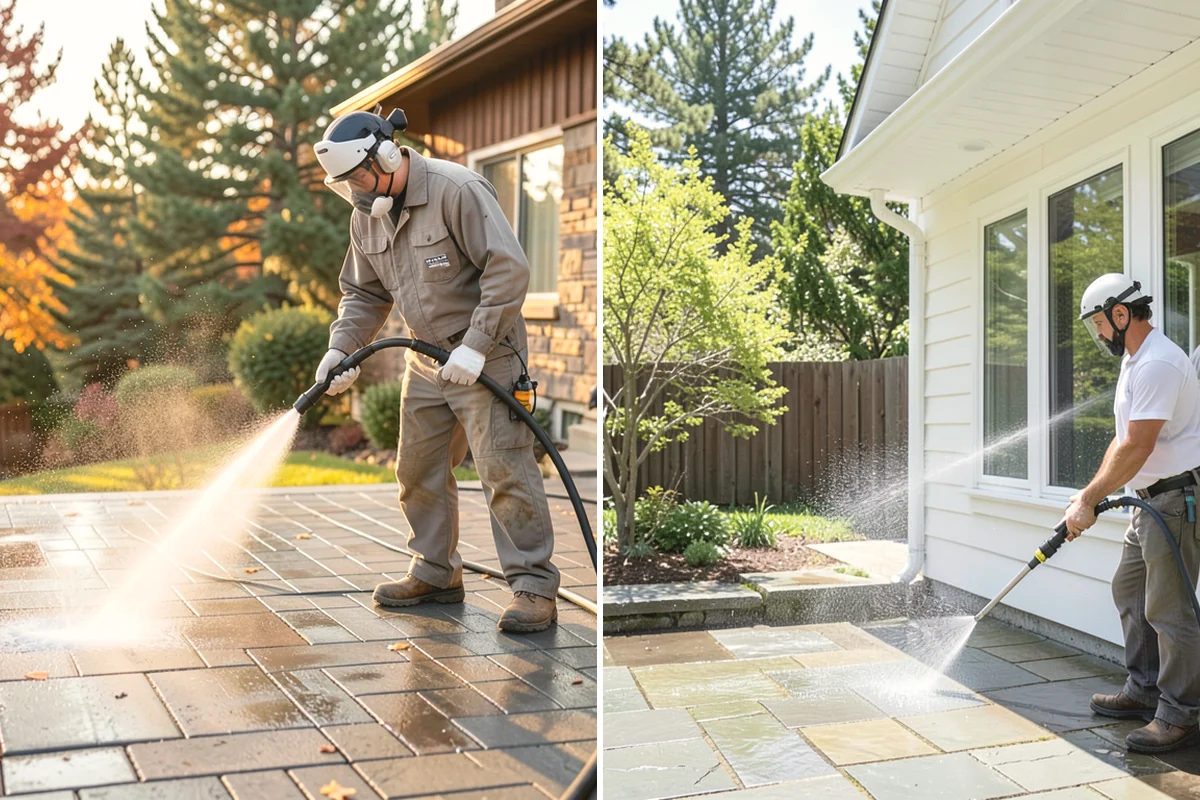 Brick Patio Cleaning in Anacortes, Skagit County, WA - Sweep the patio and pull loose growth