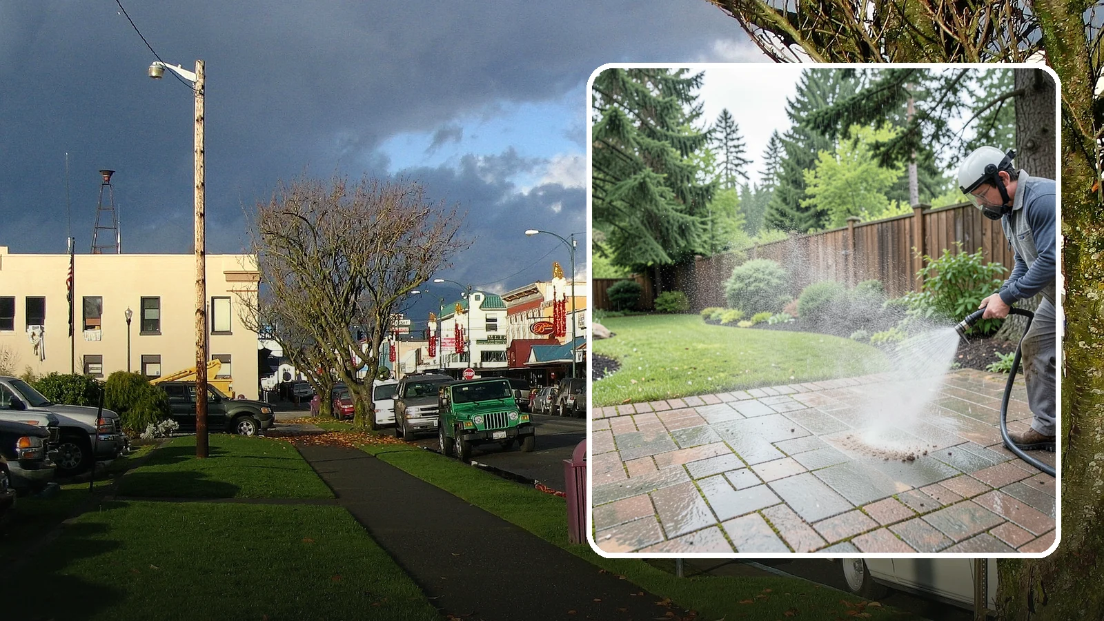 Brick Patio Cleaning in Arlington, Snohomish County, WA - Clean brick patios so moss lifts from the joints without blowing out sand or mortar.
