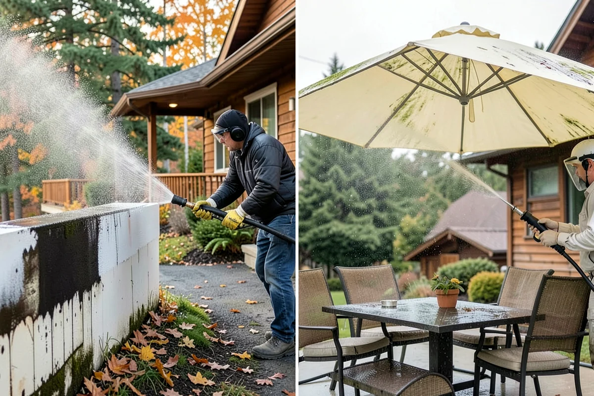 Brick Patio Cleaning in Arlington, Snohomish County, WA - Sweep the patio and pull loose growth