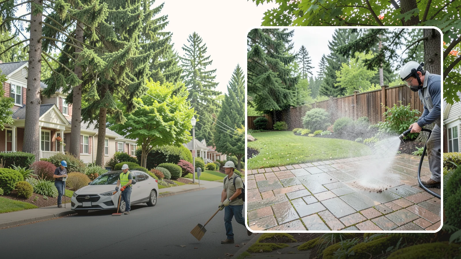 Brick Patio Cleaning in Beaux Arts Village, King County, WA - Clean brick patios so moss lifts from the joints without blowing out sand or mortar.
