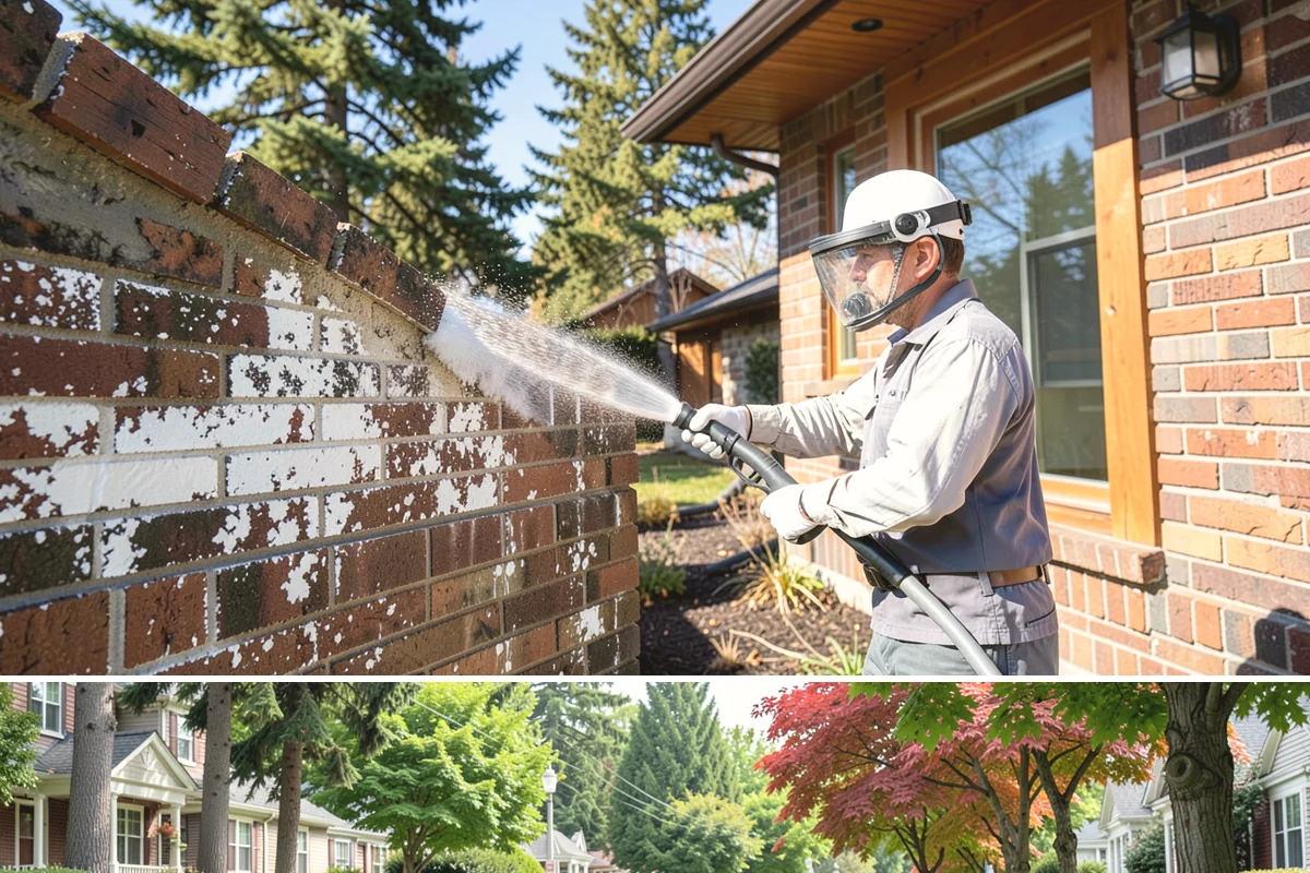 Brick Patio Cleaning in Beaux Arts Village, King County, WA - Clean brick patios in summer so joints can dry before fall re-sanding sets in.