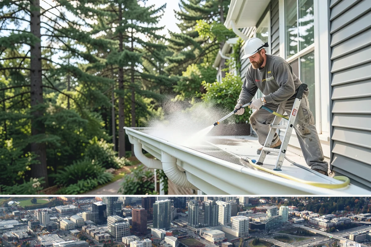 Brick Patio Cleaning in Bellevue, King County, WA - Clean brick patios in summer so joints can dry before fall re-sanding sets in.