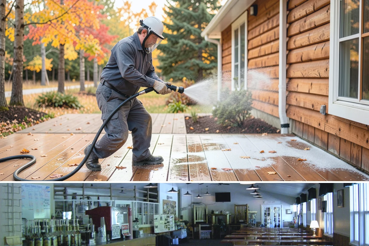 Brick Patio Cleaning in Black Diamond, King County, WA - Clean brick patios in summer so joints can dry before fall re-sanding sets in.