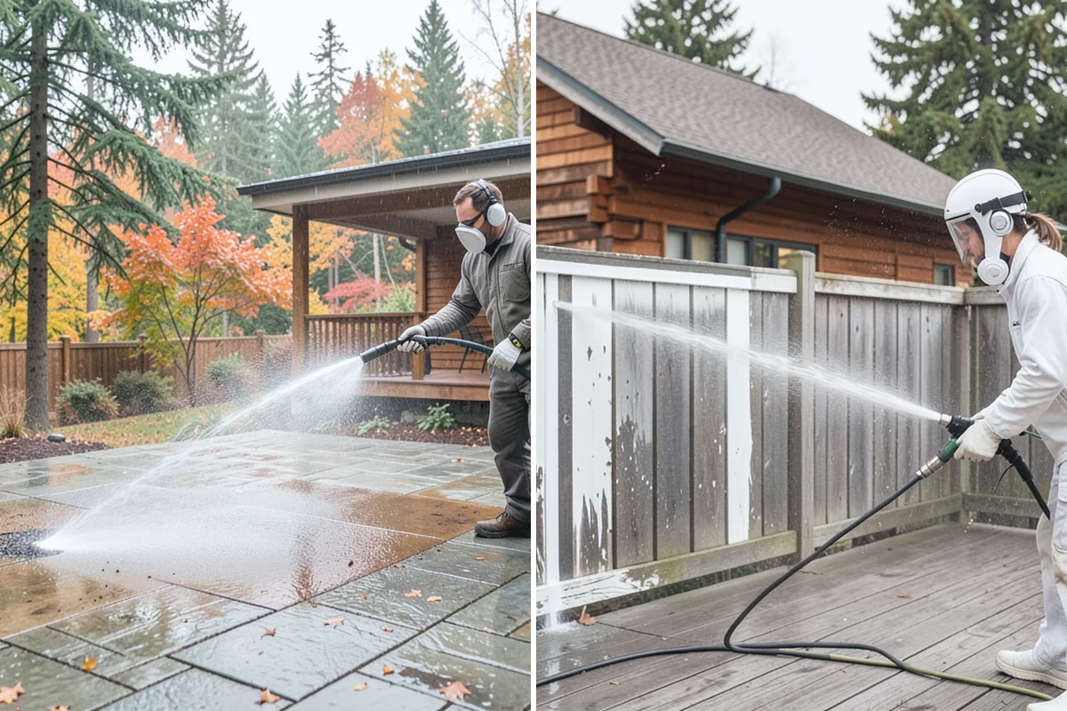 Brick Patio Cleaning in Buckley, Pierce County, WA - Sweep the patio and pull loose growth