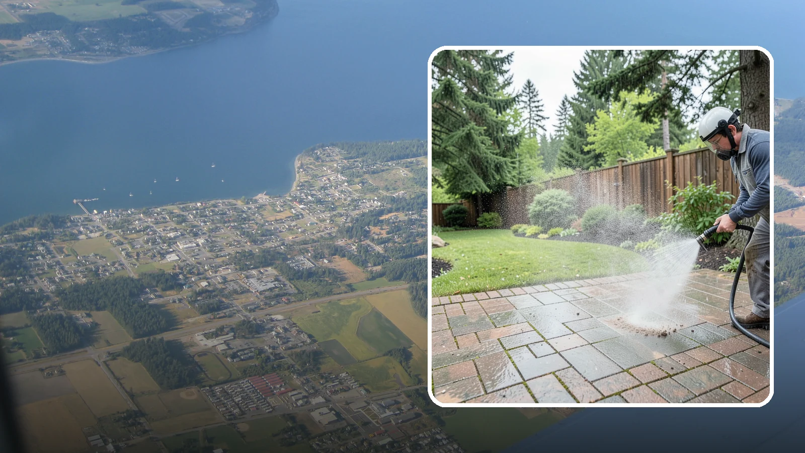Brick Patio Cleaning in Coupeville, Island County, WA - Clean brick patios so moss lifts from the joints without blowing out sand or mortar.