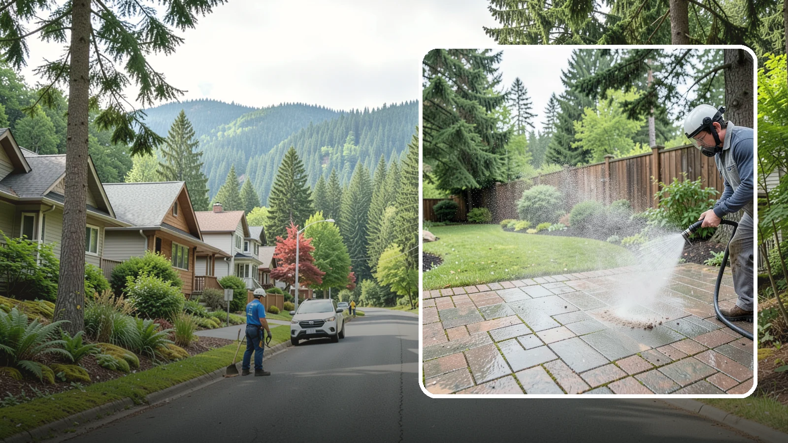 Brick Patio Cleaning in Darrington, Snohomish County, WA - Clean brick patios so moss lifts from the joints without blowing out sand or mortar.